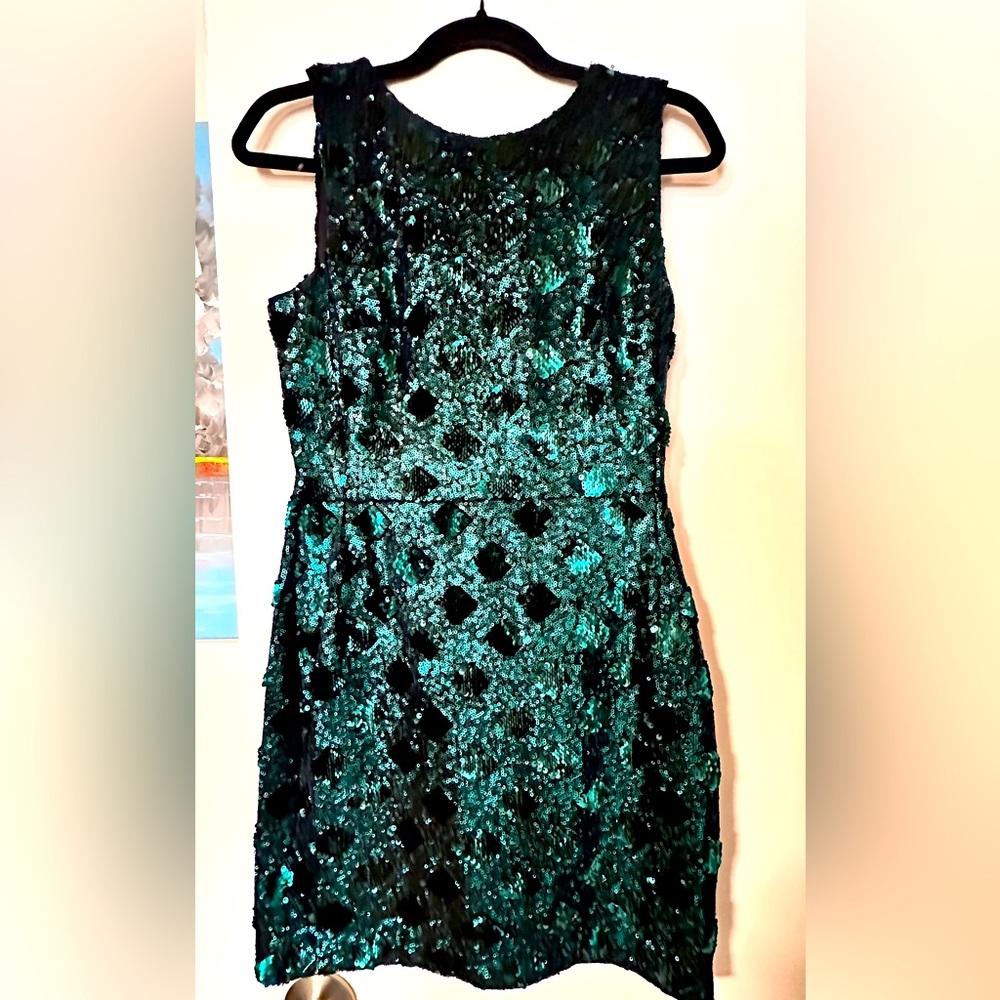 Sequin Zara Green Cocktails Dress with a bow